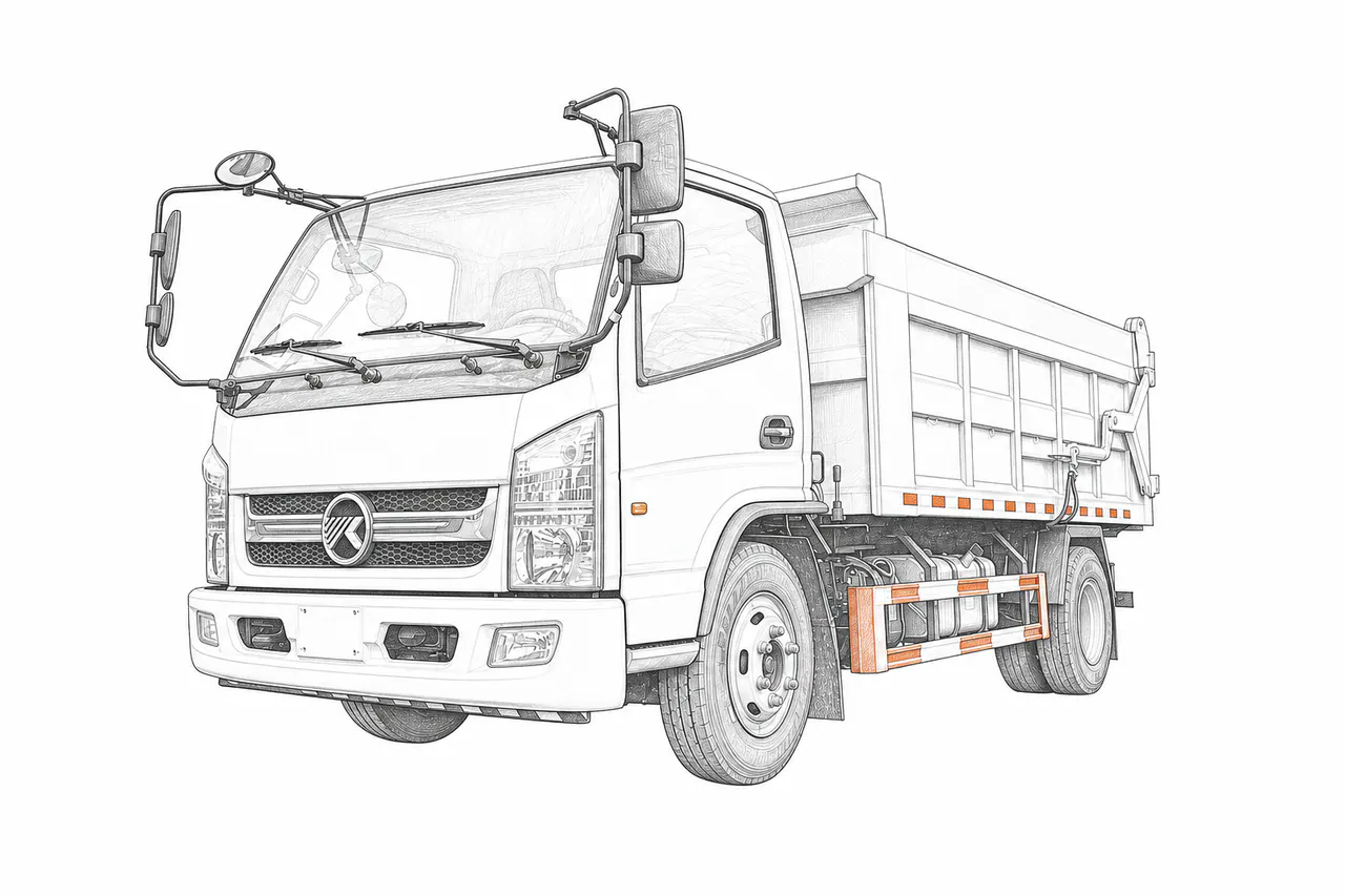 Concepto técnico de configuración para Camión recolector con caja basculante
