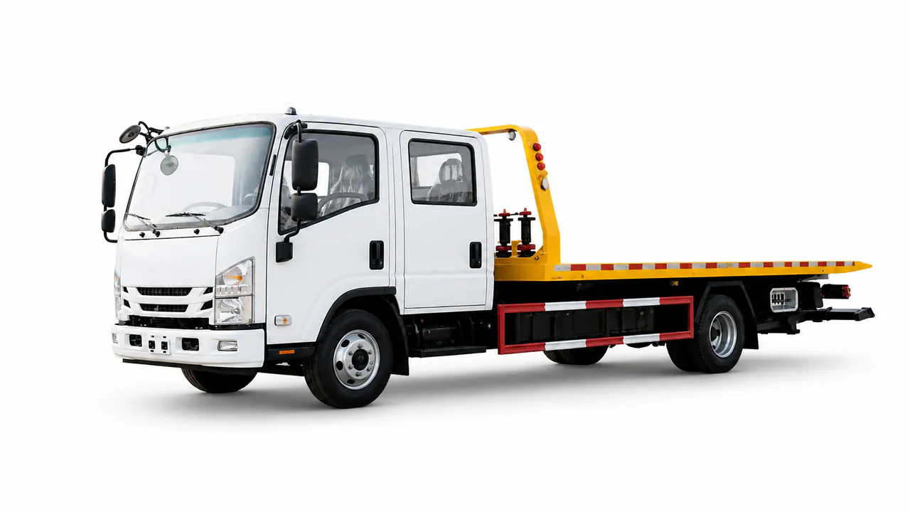 ISUZU Configuration de camion à double cabine 5200 tow présentée dans une vue éditoriale du véhicule