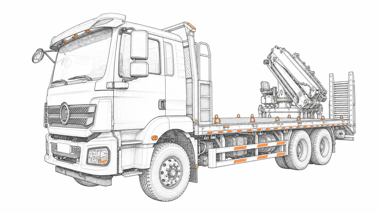 Concepto técnico de configuración para Transportador de equipos con plataforma y grúa