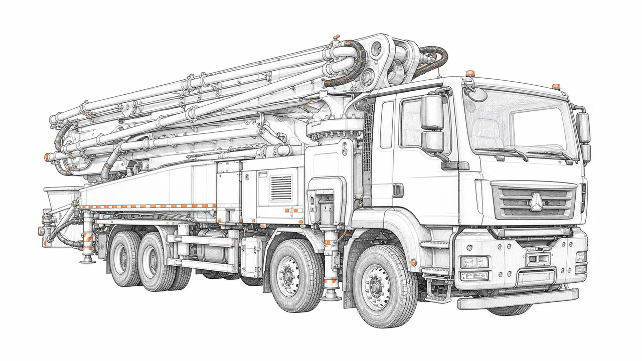 Concepto técnico de configuración para Camión bomba de concreto 8×4