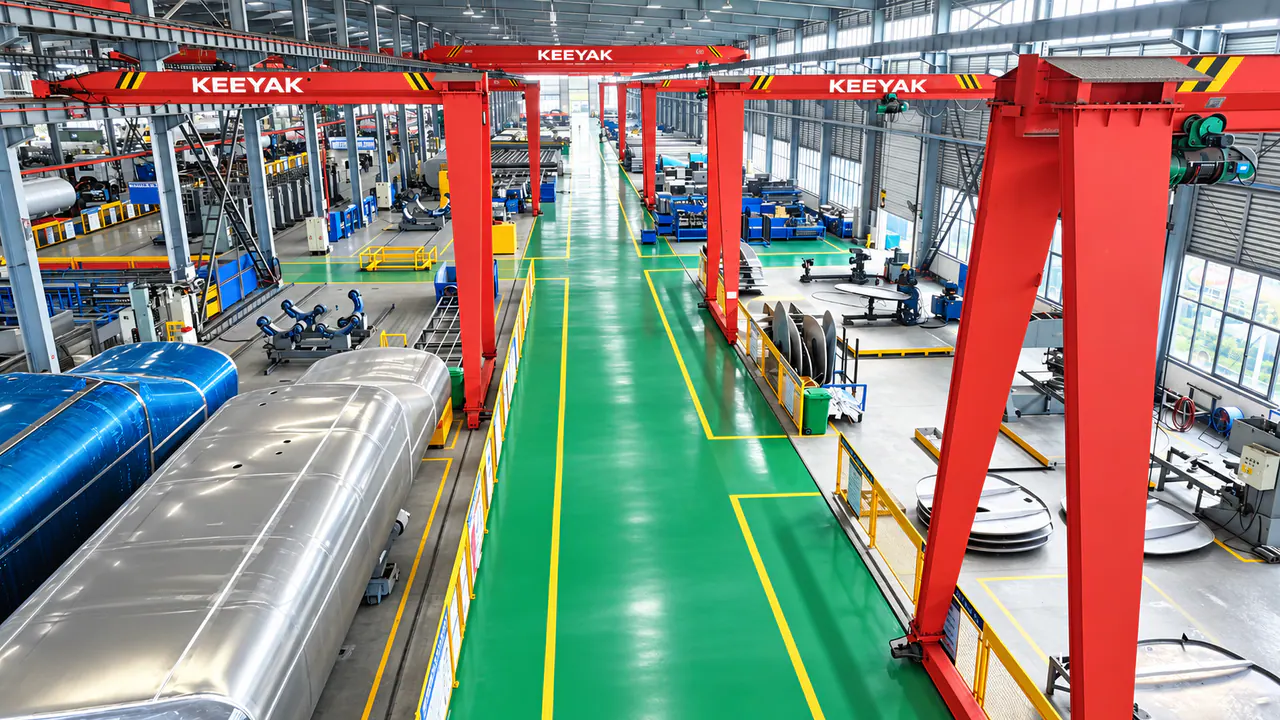 Tank bodies, metal sections and equipment in the tank-body workshop.
