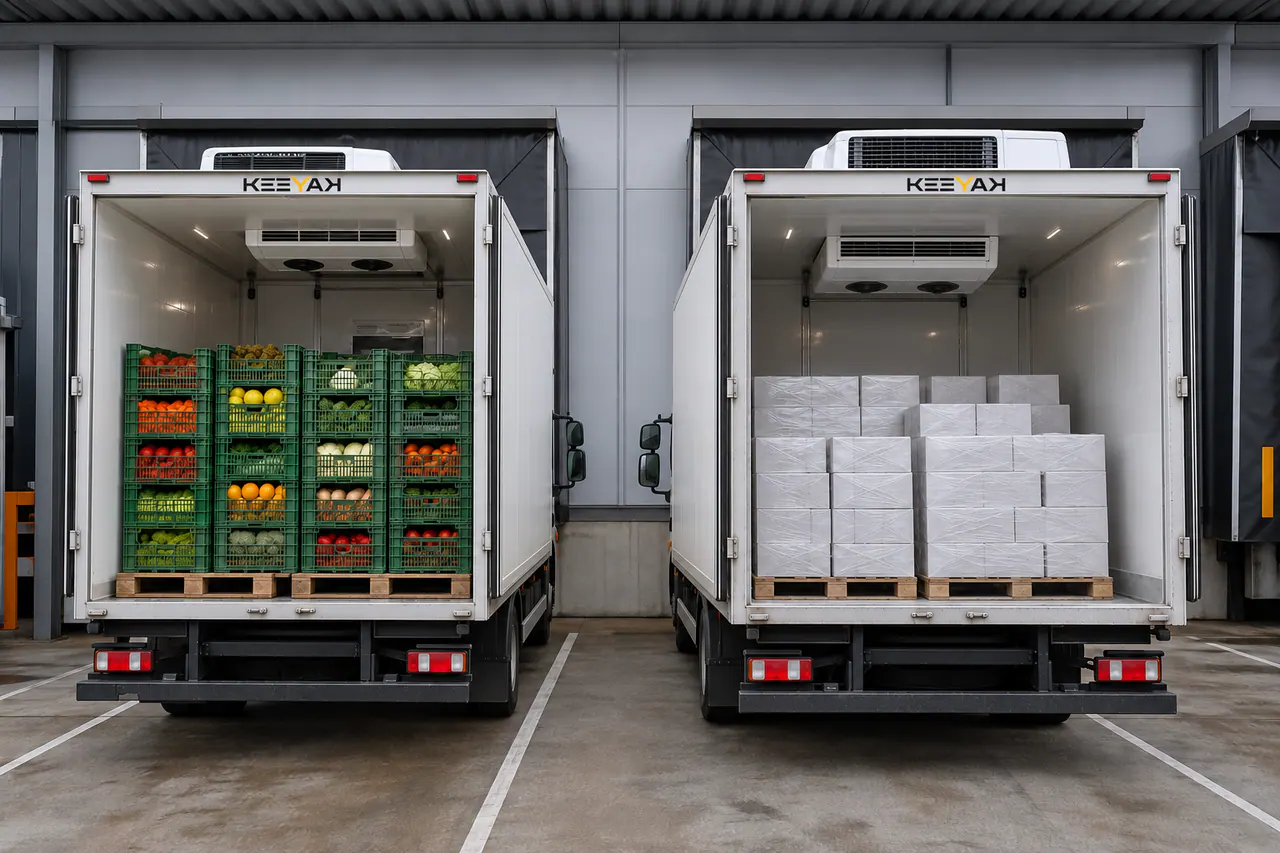 Caja refrigerada dividida en zonas para productos refrigerados y congelados