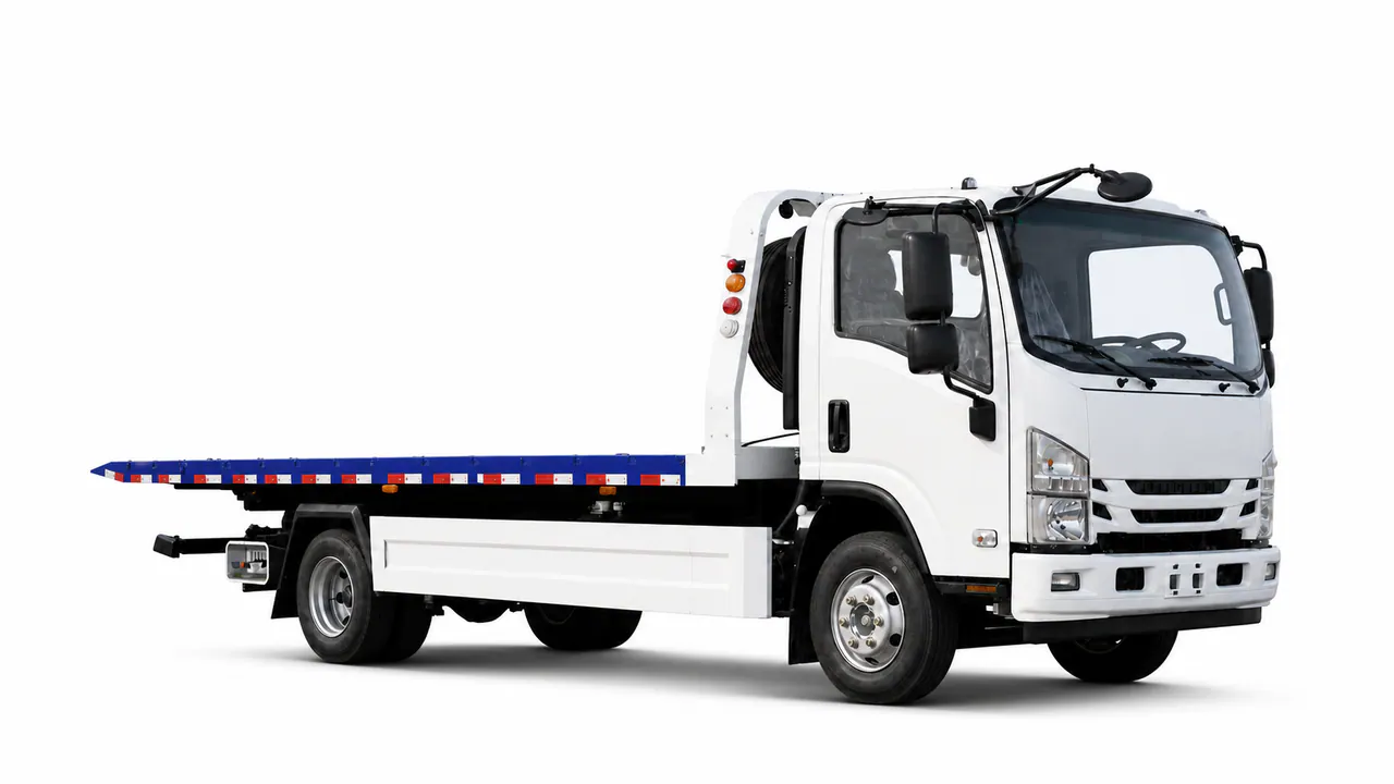 Configuration Dongfeng SCS5165TQZ3 dépanneuse affichée dans une vue éditoriale du véhicule