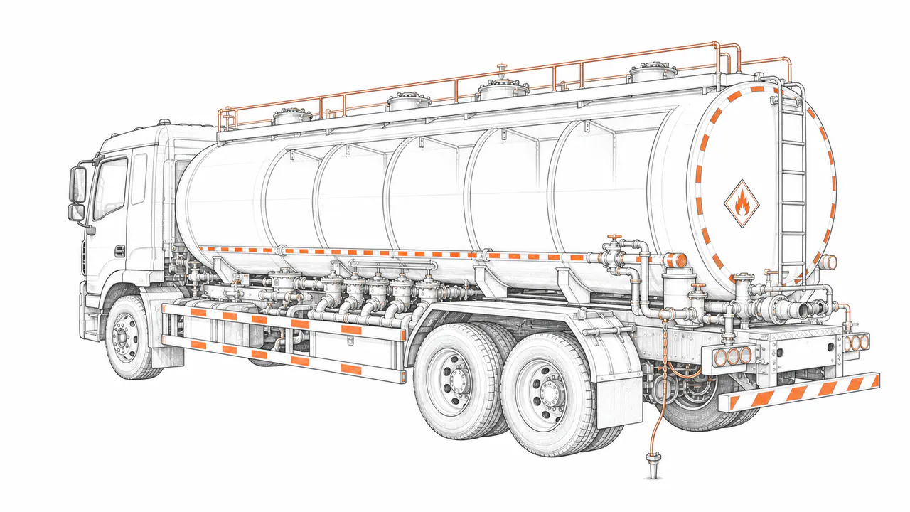 Concepto técnico de configuración para Camión cisterna para líquidos inflamables