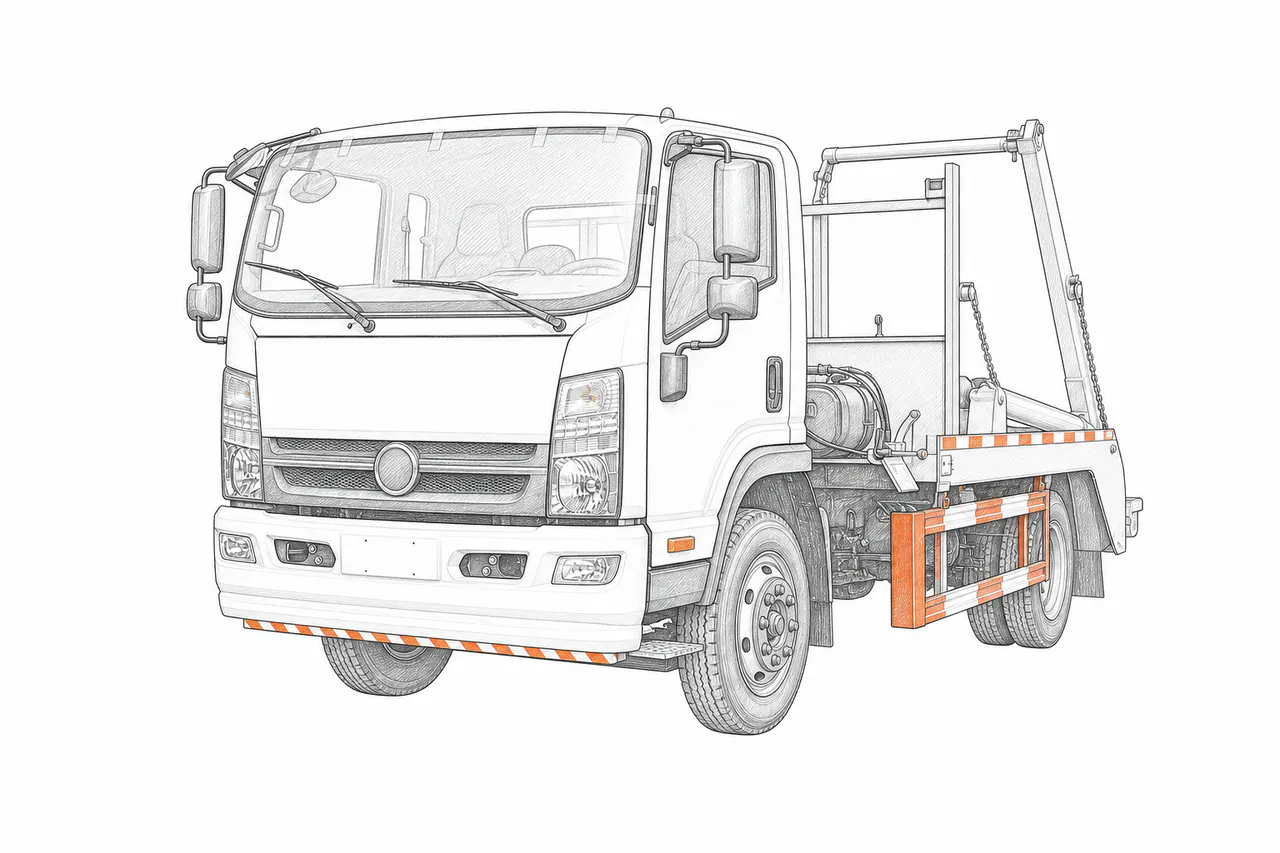 Concepto técnico de configuración para Camión recolector con cargador de contenedores