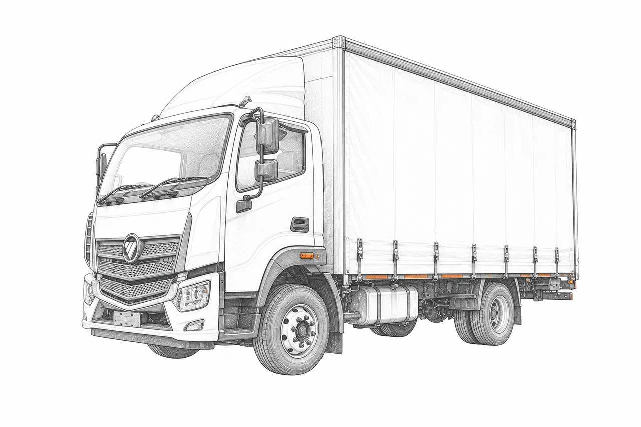 Concepto técnico de configuración para Camión con laterales de lona mediano