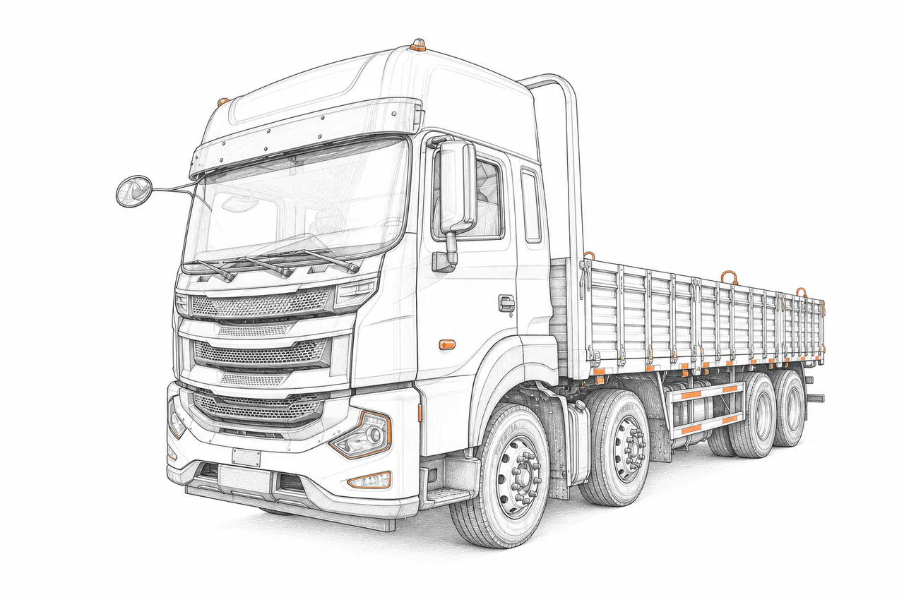 Concepto técnico de configuración para Camión de plataforma abierta pesado