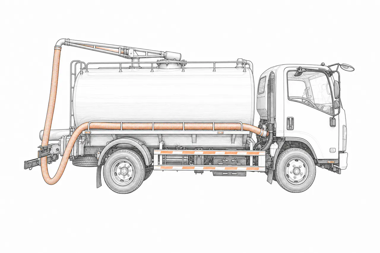 Concepto técnico de configuración para Camión de succión para fosas sépticas