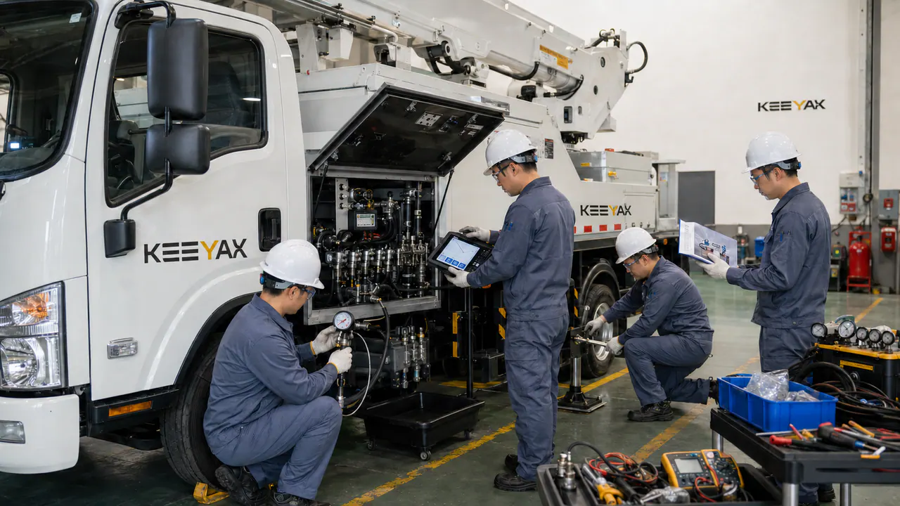 KEEYAK quality technicians reviewing the installed systems on a branded special vehicle
