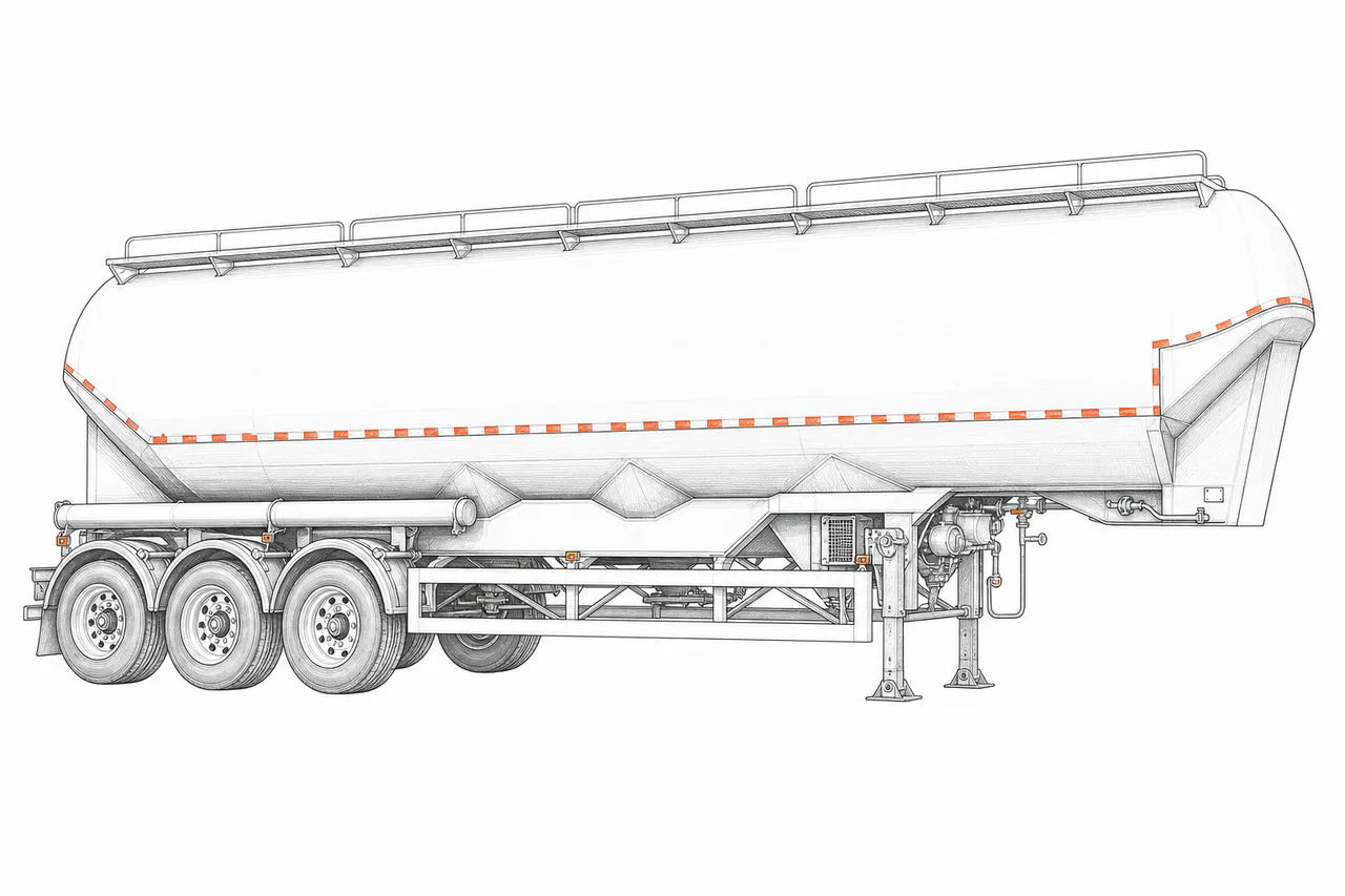Concepto técnico de configuración para Semirremolque cisterna para cemento a granel
