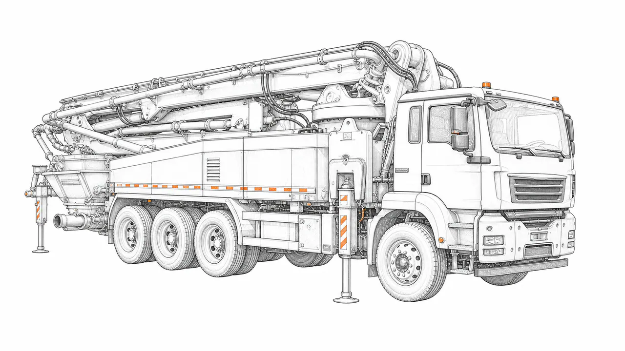 Concepto técnico de configuración para Camión bomba de concreto 10×6