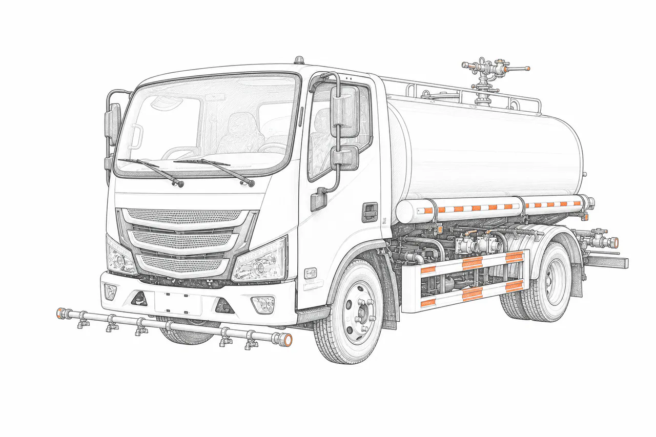 Concepto técnico de configuración para Camión cisterna de riego multipropósito