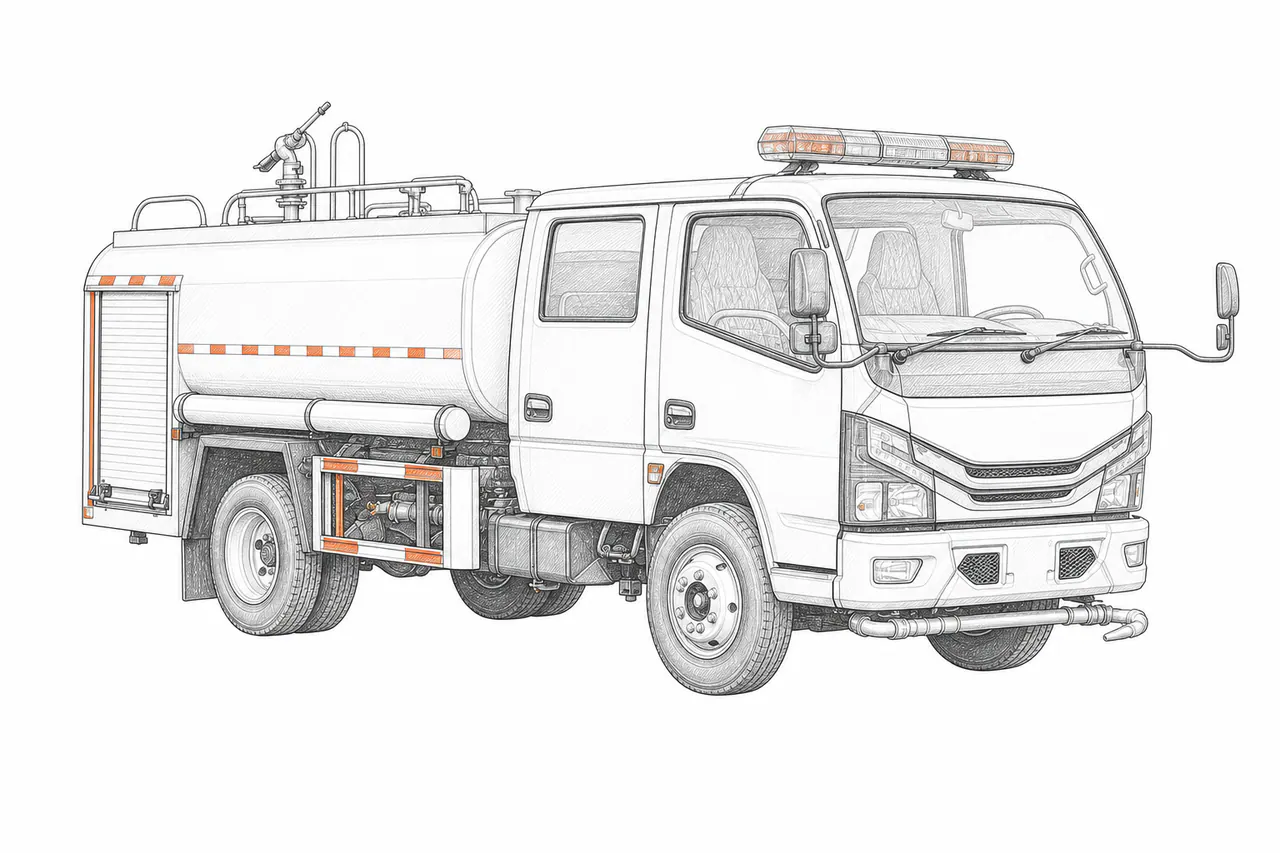 Concepto técnico de configuración para Camión cisterna de agua para bomberos