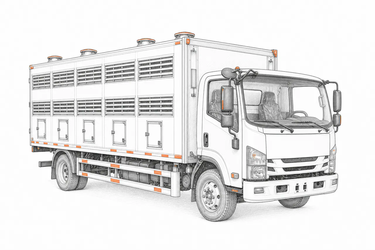 Concepto técnico de configuración para Camión para transporte de pollitos