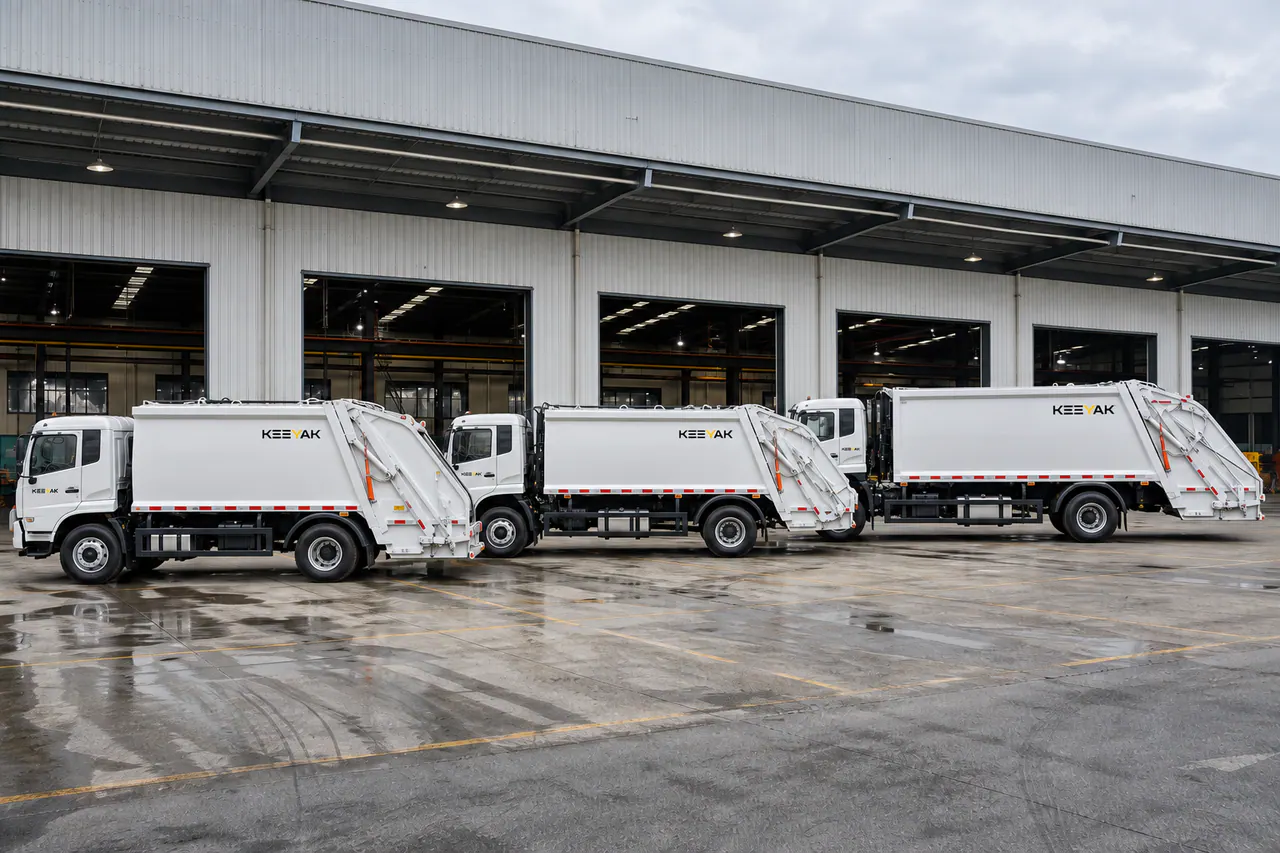 Refuse truck body with collection-route and volume-planning references