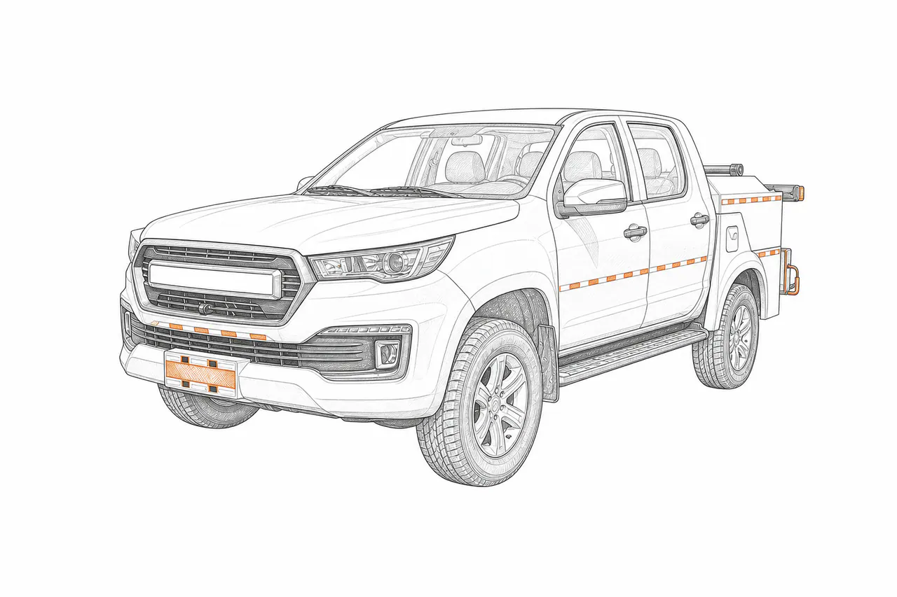 Concepto técnico de configuración para Camión de auxilio basado en pickup