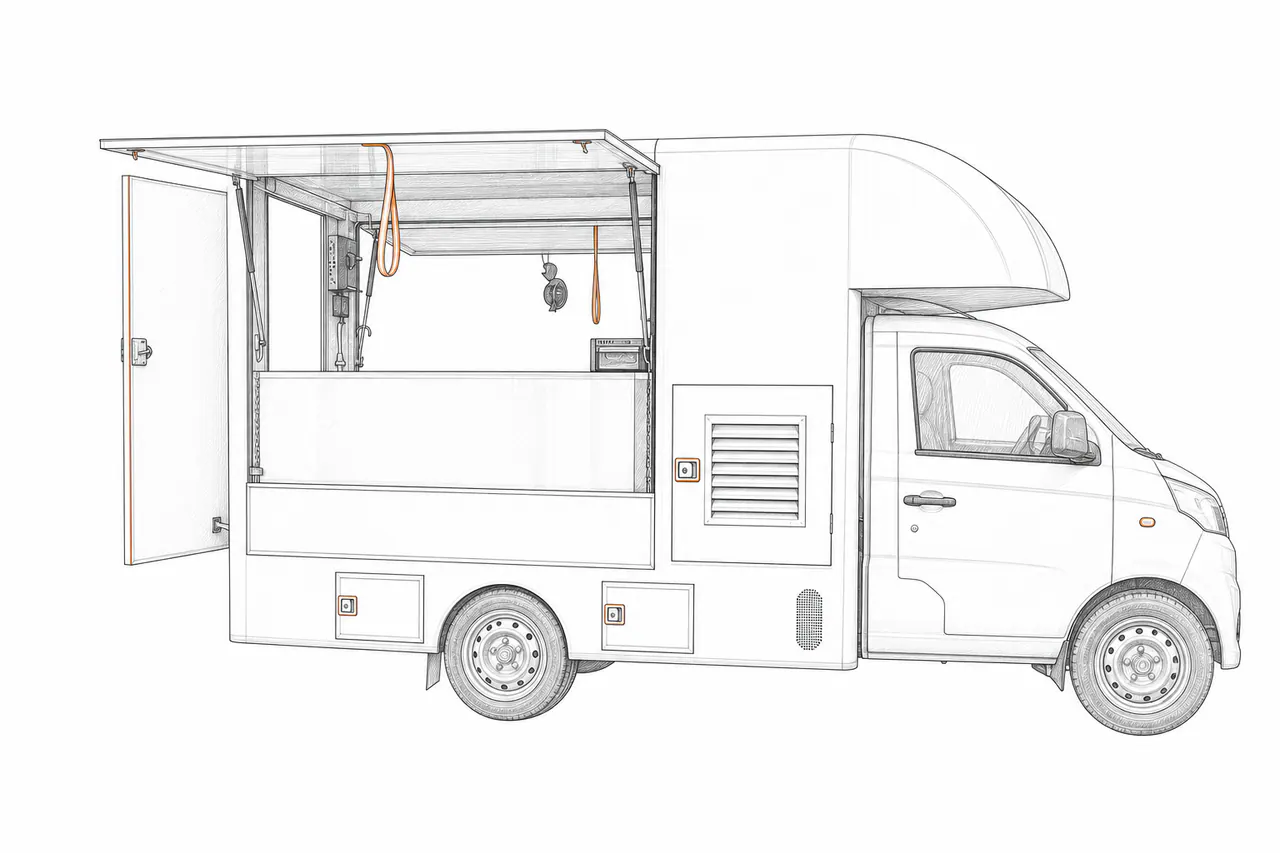 Concepto técnico de configuración para Camión de venta móvil