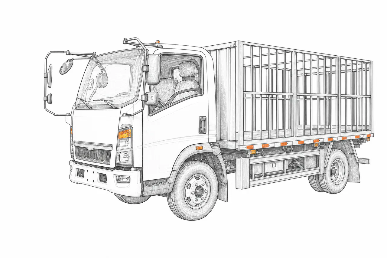 Concepto técnico de configuración para Camión con barandas ligero