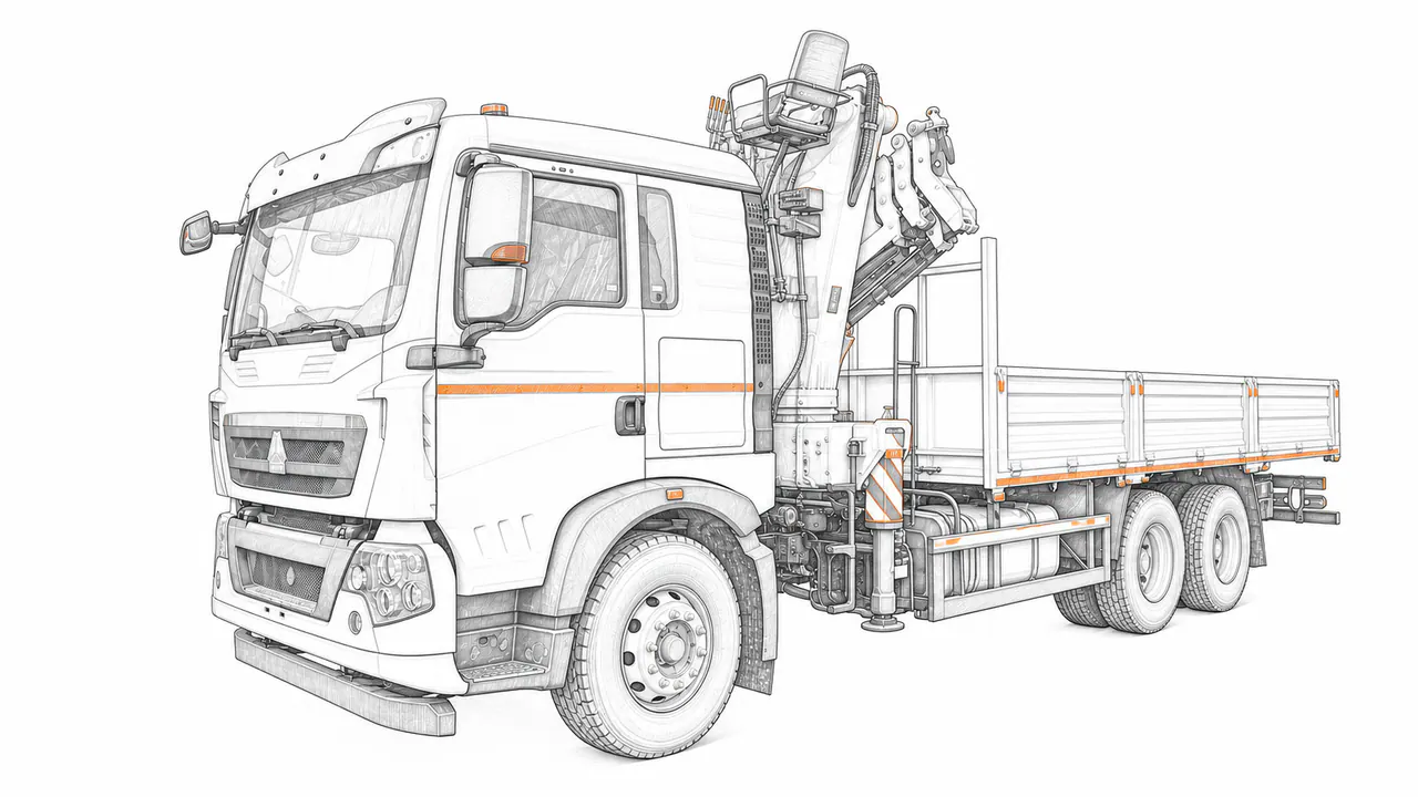 Concepto técnico de configuración para Camión grúa sobre chasis con brazo articulado